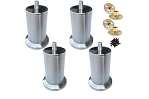RHUAFET 4 Stück Möbelfüße Edelstahl Möbelbeine Metall Verstellbar Tischbeine Höhenverstellbar Runde Beine Möbelfüß Tisch Bett Schrank Sofa Beine Ersatzkabinettfüße (8cm, M8)