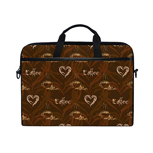 Preisvergleich Produktbild Ahomy Love Heart Kaffeebohnen-Muster, multifunktional, Stoff, wasserdicht, Laptoptasche, Aktentasche, Schultertasche