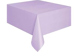 UNIQUE Solid Lavender Rectangular Plastic Table Cover (137cm x 274cm) 1 Count - Elegant & Durable Tablecloth for Parties, Events, and Home Use
