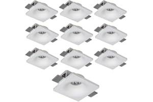 ASIA LED Mondo-Led | 10x Porta Faretto Verniciabile In Gesso GU10 MR16 120 x 120 x 45mm da Incasso Qadrato Conico con Alette Resistenti (10x Porta Faretto Cod. 46/T (Offerta))
