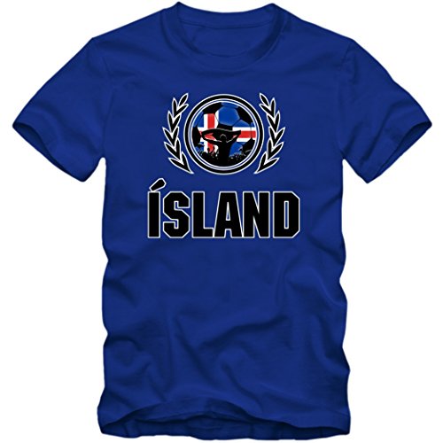 Island EM 2016 #2 T-Shirt | Fußball | Herren Fanshirt | Trikot | Nationalmannschaft | S-5XL, Farbe:Blau (Royalblue L190);Größe:XL