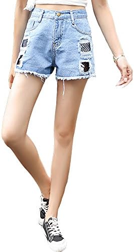 ZXQZ Denim Shorts Female High Waist Ultra Short Hot Pants Summer Straight Jeans Shorts Women's jeans (Size : 25)
