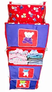 90 Degree Branded Portable Wall Hanging Cupboard Kids Storage Wardrobe for Kids Almira Storage Organizers Collapsible Foldable Kids Cloth Organizer with Zipper Drawer (4 Compartment)