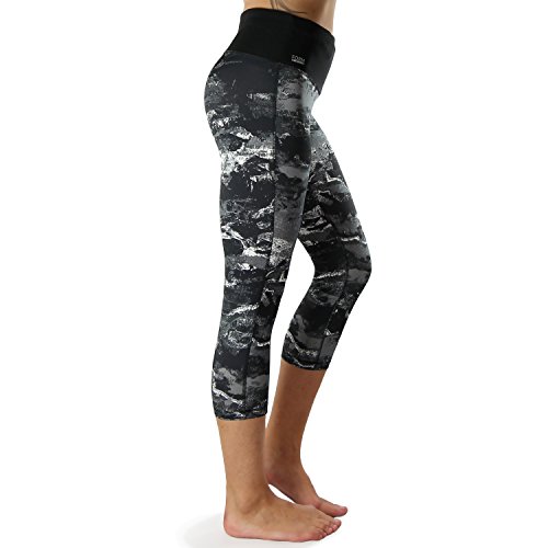 Sport-Leggings Damen 3 4 mit Hüfttasche für Handy Laufhose capri dreiviertel 3/4 Fitness Sport tights schwarz muster yoga hose sporthose jogging farbig dreiviertel 3/4 lang von Formbelt - 4
