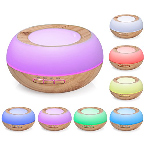 B-right 300ml Ultraschall Duftzerstaeuber, Luftreiniger, Aroma Diffuser, Aromatherapie Diffuser, Öl Diffusor, Luftbefeuchter mit 7 LED Wechselfarben für Yoga, Arbeitszimmer, Kinderzimmer, Schlafzimmer, Büro usw. 2 Jahre Garantie