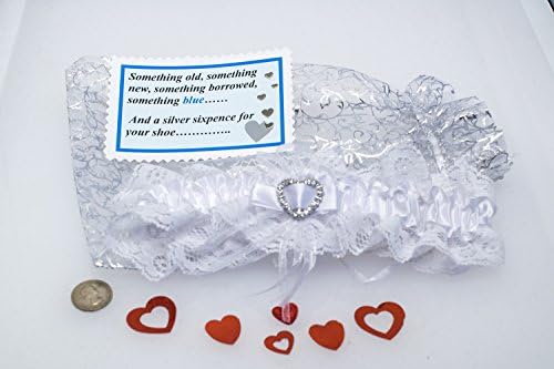 Brides Special Garter Gift Set - Something Old Something New Something Borrowed Something Blue, A Silver Sixpence In Her Shoe. Free Delivery (Full Bridal Set)