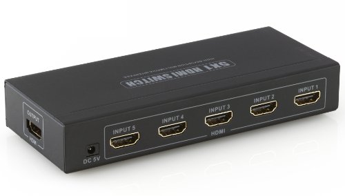 deleyCON HDMI Switch / Verteiler 5 Port - 3D Ready / 1080p - Metallgehäuse