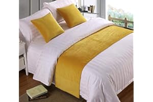 Zhiyuan Solid Velvet Hotel Bed Runner Home Decorative Bed Foot Scarf 50 x 210 cm, Yellow