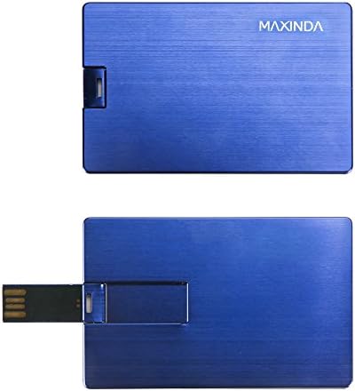 MAXINDA USB 2.0 Flash Memory Stick 64GB Credit Card Metal USB Drive(Blue Square)