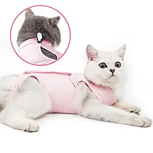 LIANZIMAU Cat Surgery Recovery Suit for Surgical Abdominal Wounds Home Indoor Pet Clothing E-Collar Alternative for Cats After Sterilization Pajama Suit