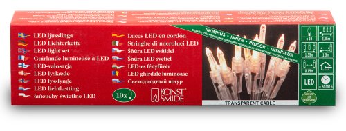 Konstsmide 6300-103 LED Minilichterkette / für Innen (IP20) 230V Innen / 10 warm weiße Dioden / transparentes Kabel