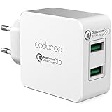 [Qualcomm Quick Charge 3.0] dodocool 36W USB Ladegerät mit 2 Quick Charge 3.0 Port USB Wand Ladegerät für LG G5 / HTC 10 / HTC One A9 / HP Elite x3 / Asus ZenFone 3 Deluxe und mehre