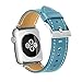 Produktbild Big-Mountain PU Lederarmband für Apple Watch Series 4 44mm | Leder Uhrenarmbänder Sport Bügel Fashion Business Ersatz Armband | mit Silberne Schnalle | für Herren Damen (Blau)