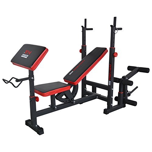 Hansson Sports TrainHard Kraftstation Fitnesscenter Hantelbank mit vielseitigen Trainingsmöglichkeiten, Schwarz/Rot, - 2