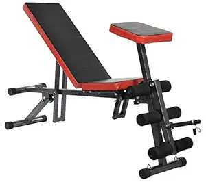 IRIS Carbon Steel 7 in1 Sit up Durable Weight Preacher Armrest Curl Adjustable Bench (150x40x60 cm)