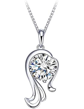 Sterling Silber Zirkonia Sternzeichen Anhänger Halskette für Frauen mit box Kette 18