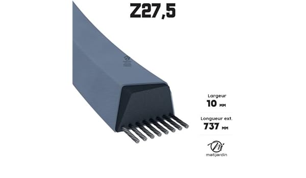 Courroie tondeuse Z27,5 Trapézoïdale Article neuf 10 mm x 737 mm