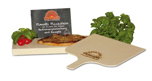 Pimotti 202_002 Schamott Pizzastein Brotbackstein, 3cm mit Schaufel und Rezepten - 2