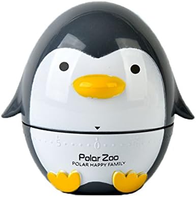 60 Minutes Penguin Mechanical Kitchen Cooking Timer Alarm Kitchen Cooking Tools Kitchen Egg Timer (Gray black)