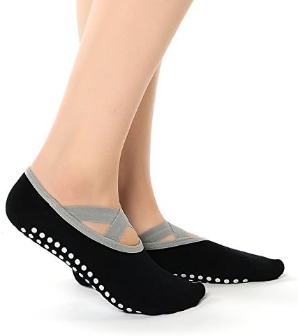 MEIKAN Women Yoga Socks Non Slip for Ballet Dance Pilates Non Skid Socks Black