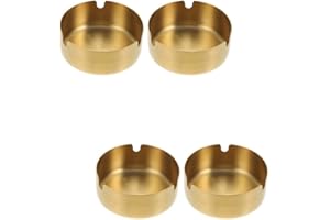 Artibetter 4 Pcs Cigarettes Cendrier Rond en Acier Inoxydable Titulaire de Cendres de Cendres de Cendres de Cendrier Cendrier de Bureau pour La Maison Bureau de Bureau Restaurant 8Cm Doré