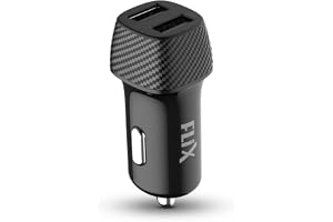 FLiX (Beetel) 2.4A Fast Charging Car Charger, Dual USB Type A connectors, Compatible with All Smartphones, Dashcams, Power Banks & Many More, Supports All Cars 12V Output (24D - Black)
