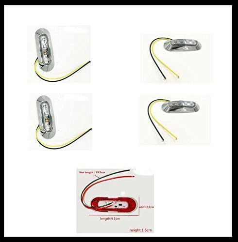 LED Side Marker Lights Set of 4(with 95x32mm Chrome Base. Light colour white)