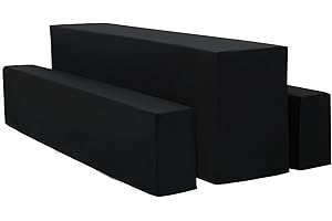 HASJOIN 1 Packungen Biertischhussen 3er-Set, Biertisch- und Bierbankhussen, weiße Bierzeltgarnitur 220 x 50 x 75 cm, 50 cm Tischbreite, für Gartenbankette im Freien (Schwarz)