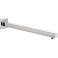 20'' Shower Arm with Flange and Teflon Tape, Voolan Extension Shower Head Arm for Bathroom Fixed Rain Showerhead, Solid Stainless Steel, Wall Mounted, Square,Chrome