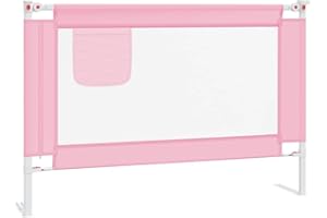 vidaXL Barandilla de Seguridad Cama de Niño Protección Cuna Bebé Guardería Dormitorio Habitación Protector Riel Barrera Rosa Tela 100x25 cm