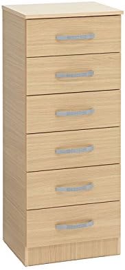 Ideal Furniture BUDG0005-BCH 6 Drawer Bedside, Wood, Beech