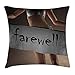 Produktbild Going Away Party Decorations Throw Pillow Cushion Cover by, Sexy Bikini Model Woman Holding Farewell Word on Banner, Decorative Square Accent Pillow Case, 18 X 18 Inches, Grey Brown Black