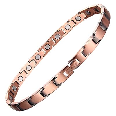 Magenergy Copper Bracelet Copper Magnetic Bracelets For Women, Lymph Detox Copper Links Bracelet For Women, Adjustable With Strong Magnets