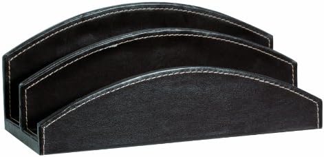 Sign Office Elyane 260 x 115 x 110mm Imitation Leather with Saddle Stitching Letter Rack - Dark Brown