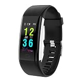 Uhruolo Fitness Armband,Uhr,mit Herzfrequenz Blutdruck GPS Tracker Schrittzähler Bluetooth Smart Watch Damen Herren Fitness-Tracker Beachten Kompatibel mit iPhone Android Handy,Black