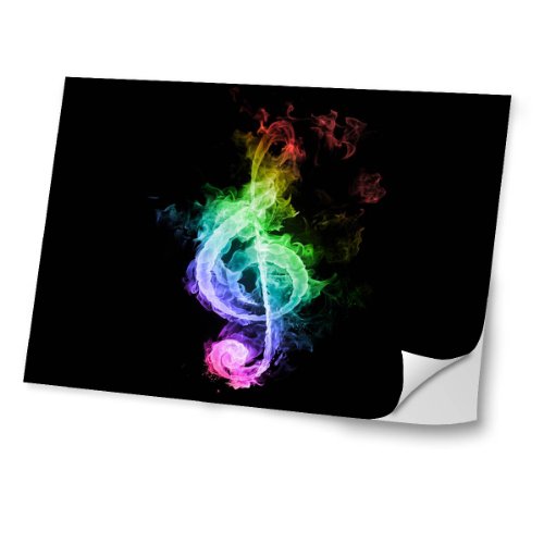 Abstrakt 10038, Musik-Note, Skin-Aufkleber Folie Sticker Laptop Vinyl Designfolie Decal mit Ledernachbildung Laminat und Farbig Design für Laptop 17"