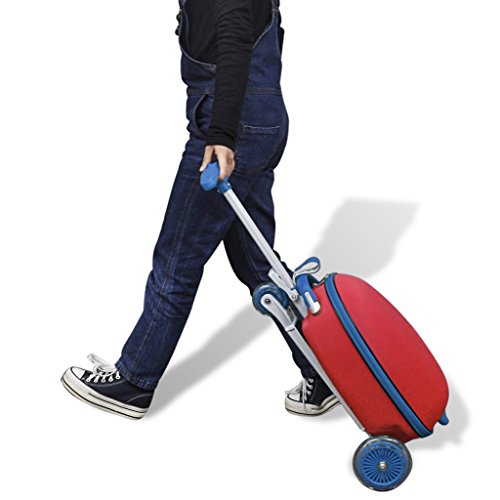 Luggage Scooter, Festnight Children's Luggage Scooters 3 Wheels Suitcase for Outdoor Travelling (Red)