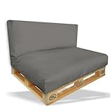 Palettenkissen Sitzpolster 2er Set - 120x80x15cm + Rückenkissen 120x40x10cm Farbe Anthrazit - In & Outdoor - Palettenpolster - Paletten Rattanmöbel Polster