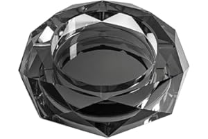 TIUTIU Cenicero de Cristal, Ceniceros de Vidrio Octagonales, Cenicero para Decoración de Mesa de Oficina en Casa, Fumador, Cenicero de Cigarros, Regalo para Hombres (Black,10CM)