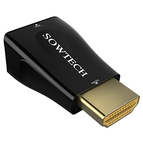 HDMI auf VGA, SOWTECH Vergoldet 1080P HDMI zu VGA Adapter Konverter Stecker (Male zu Female) - Schwarz