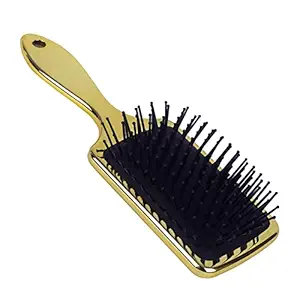 Beauty Bazaar Premium Collection Stylist Design Paddle Hair Straightening Grooming Smoothing Brush Comb for Men and Women Stimulate Scalp Help Growth Add Hair Shine - Golden