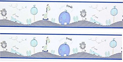 Safari Animals Blue Wallpaper Border