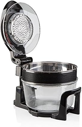 Cookshop 12L Halogen Oven with Hinged Lid, 5L Extender Ring &amp; Accessories, Black