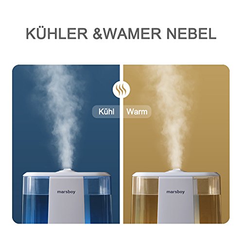 XXL Ultraschall Luftbefeuchter marsboy 6 Liter LED Raumbefeuchter Aromafach kalt/warm Nebel Zerstäuber einfache Bedienung und Reinigung Luft sehr leise Diffusor - 3