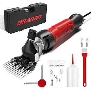 Dragro 2021 Upgraded Sheep Clippers 500W, Professional Electric Sheep Shears, Farm Livestock Grooming Kit, 6 Speed Heavy Duty Electric Clippers for Thick Coat Animals