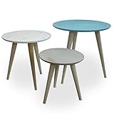 Maße: Großer Beistelltisch (H 48cm; D 50cm) / Mittlerer Beistelltisch (H 41cm; D 40cm) / Kleiner Beistelltisch (H 34cm; D 31cm)