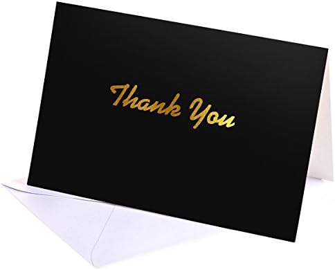 Aresmer 36 Pack Thank You Cards - Black Bulk Note Cards with Gold Foil Embossed Letters