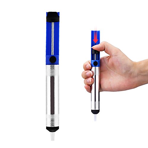 ZILONG 6-in-1 Lötkolben Set 220V 60W Lötkolben Kit Lötgriff mit Einstellbarem Temperaturbereich von 200 °C – 450°C，inkl. Lötkolben, Lötzinn, Metallständer(Biegbar), Entlötpumpe, 5 Lötspitzen, Pinzette(Antistatisch), Reinigungsschwamm, Ideal für Schweißen, Reparaturen auf der Leiterplatte - 5