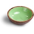 The Indus Valley Ceramic Glazed Mango Wood Bowl/Mixing & Serving Bowl/Salad Bowl/Cereal Bowl/Fruits and Vegetables Bowl/Snacks Bowl/Breakfast Bowl, Brown