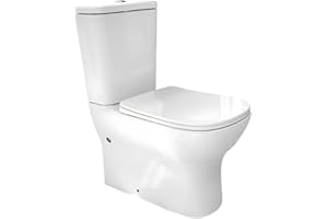 EL ALMACEN DEL PROFESIONAL Inodoro Completo, PRAGA Adosado a pared completo con Taza Rimless | Incluye Cisterna con Mecanismo ECO y Tapa Amortiguada de UF